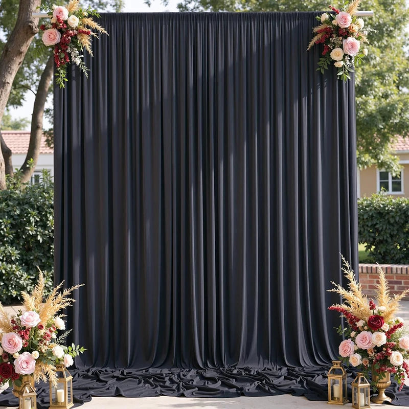 Toile de Fond Mariage Épaisse, Rideau Poche à Tringle, coloris noir