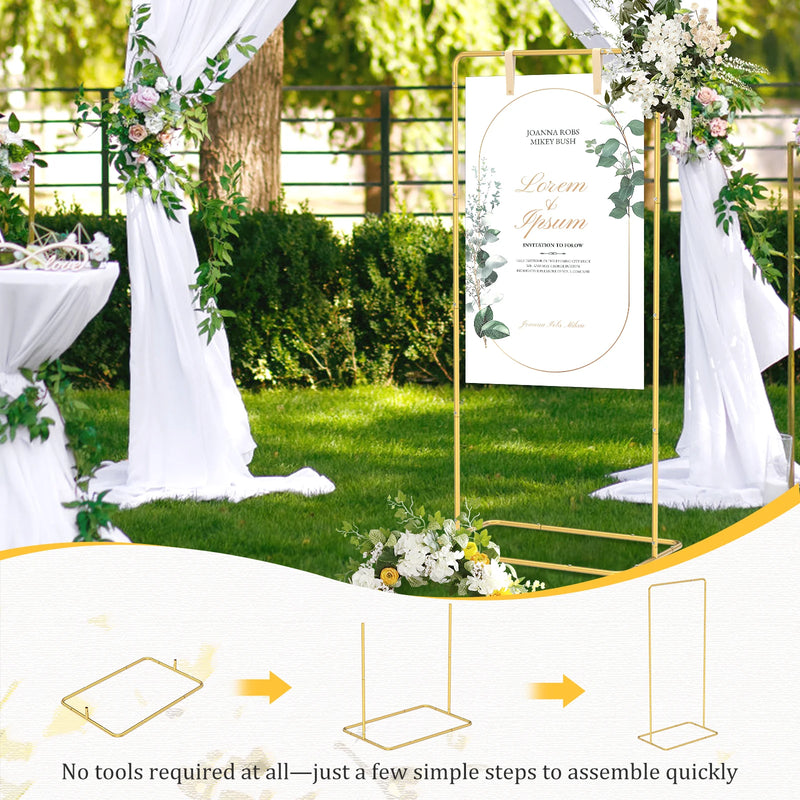Chevalet Panneau de Bienvenue Mariage en Métal Doré, vue complémentaire 3