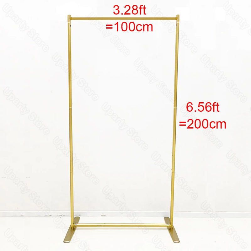 Arche de Mariage Rectangulaire en Aluminium Doré, taille 100 × 200 cm (largeur × hauteur)