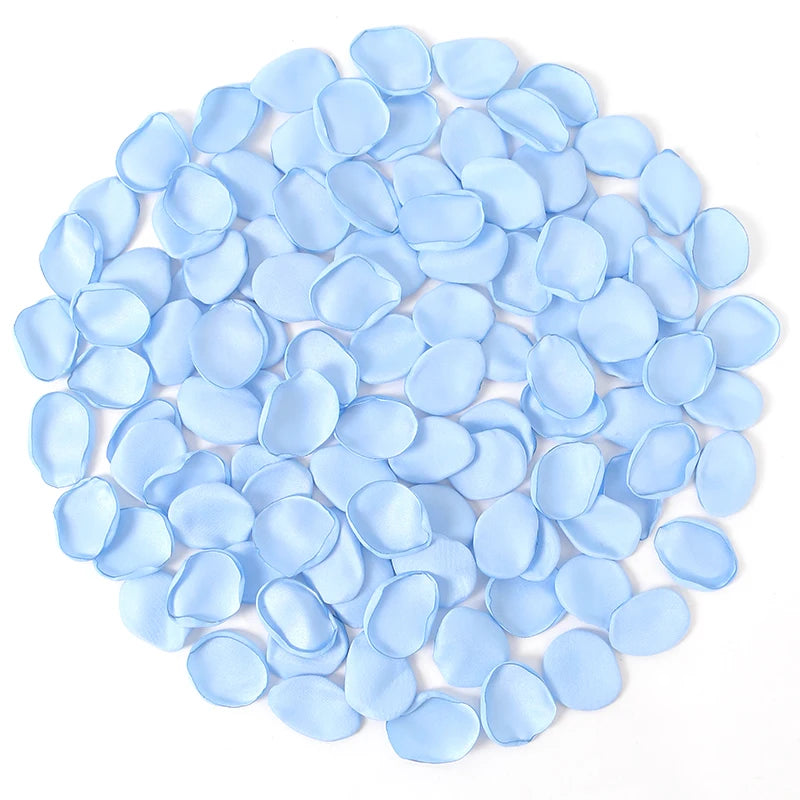 Pétales de Rose Satinés Artificiels, coloris bleu ciel