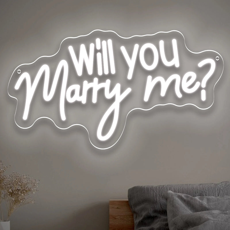 Néon Demande en Mariage « Will You Marry Me ? », coloris blanc froid