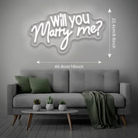 Néon Demande en Mariage « Will You Marry Me ? », vue d'ensemble