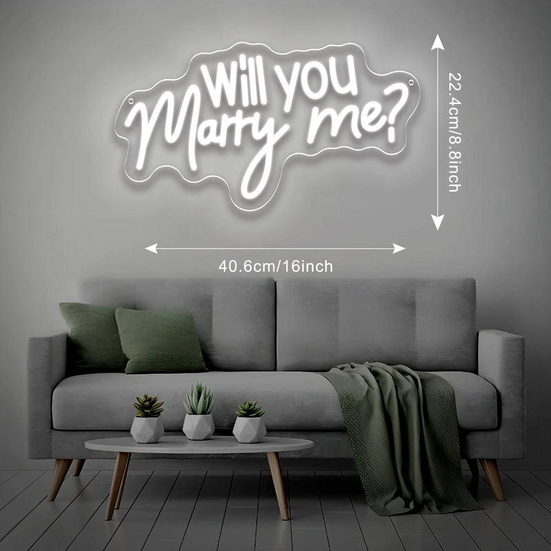 Néon Demande en Mariage « Will You Marry Me ? », vue d'ensemble
