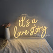 Néon Mural « It's a Love Story » Blanc Chaud, 38 x 29 cm