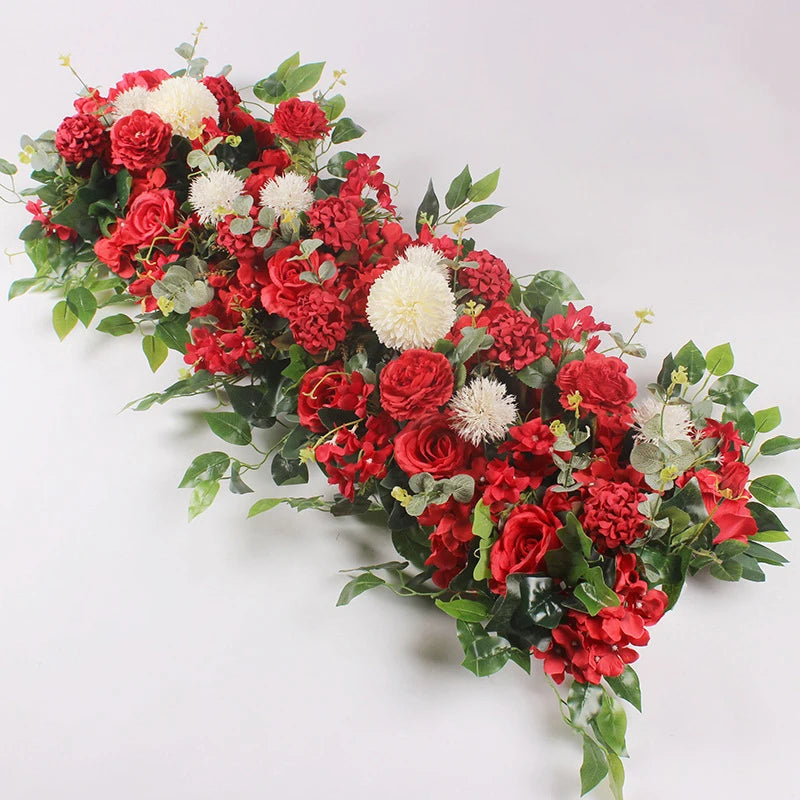 Rangée de Fleurs pour Arche de Mariage, coloris rouge et blanc
