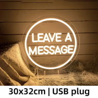 Néon « Leave a Message » pour Mariage, Cercle ou Manuscrit, 11 Couleurs, USB
