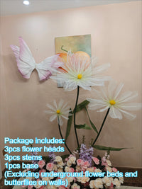 Décoration d'Allée de Mariage, 3 fleurs blanc et vert pâle avec base