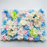 Mur de Fleurs Artificielles, coloris bleu ciel et rose