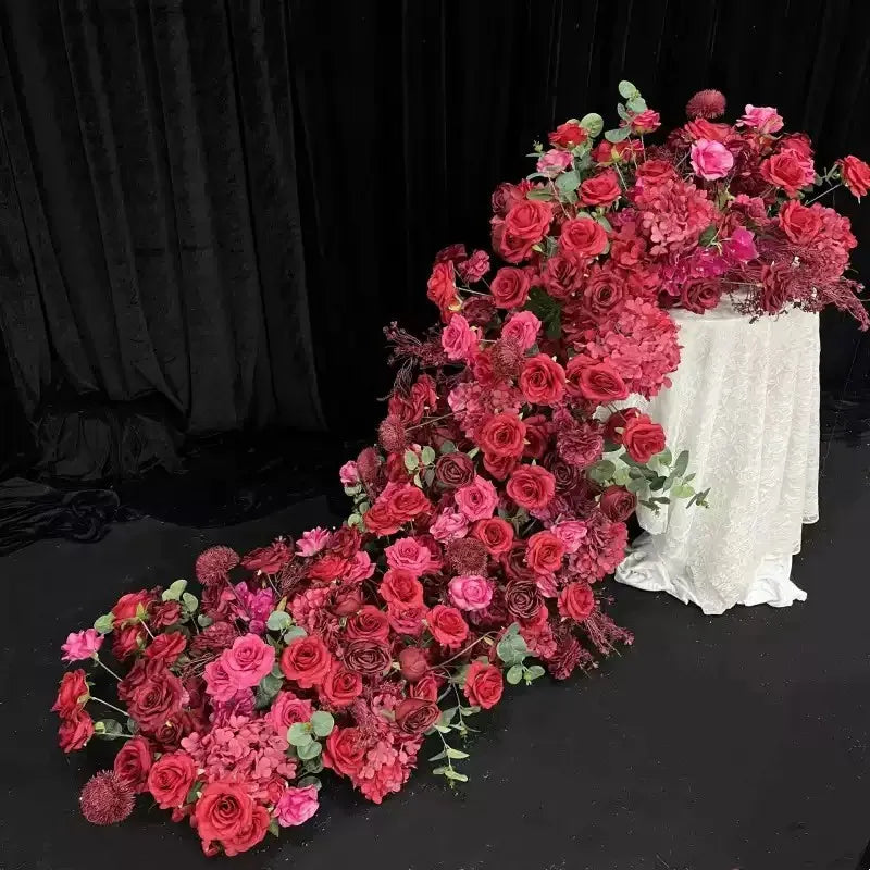 Fleurs pour Arche de Mariage, coloris rouge cerise et rose vif