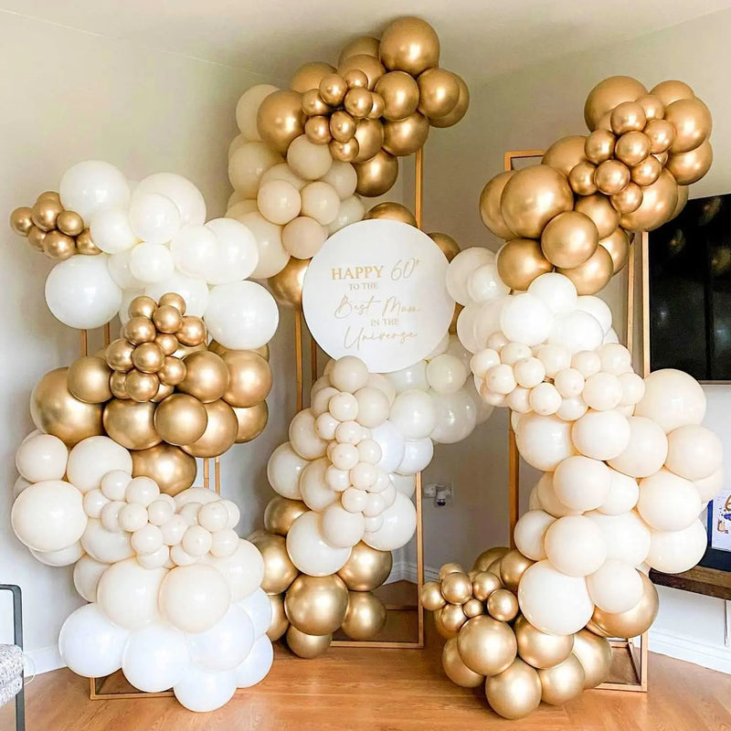 Kit Arche de Ballons Blanc et Or Chromé avec Confettis, vue complémentaire 5