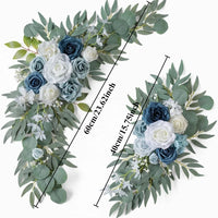 Fleurs pour Arche de Mariage, coloris bleu poudré, bleu marine et blanc