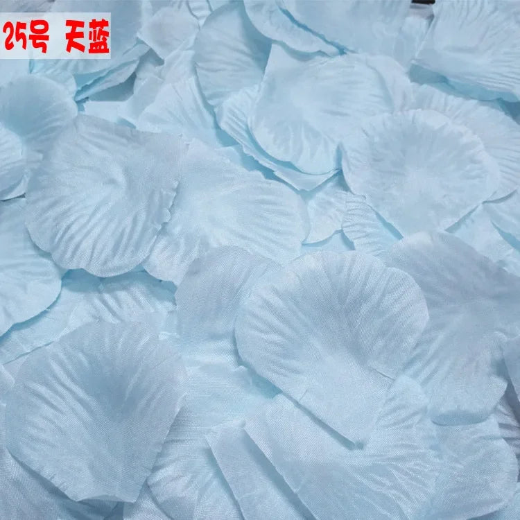 Pétales de Rose Artificiels en Tissu, coloris bleu ciel