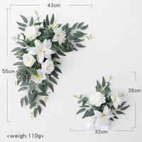 Fleurs pour Panneau de Bienvenue Mariage, Duo de Compositions, coloris blanc