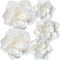 Mur de Fleurs en Papier Blanc, Fleurs 3D de 20 à 30 cm, vue d'ensemble