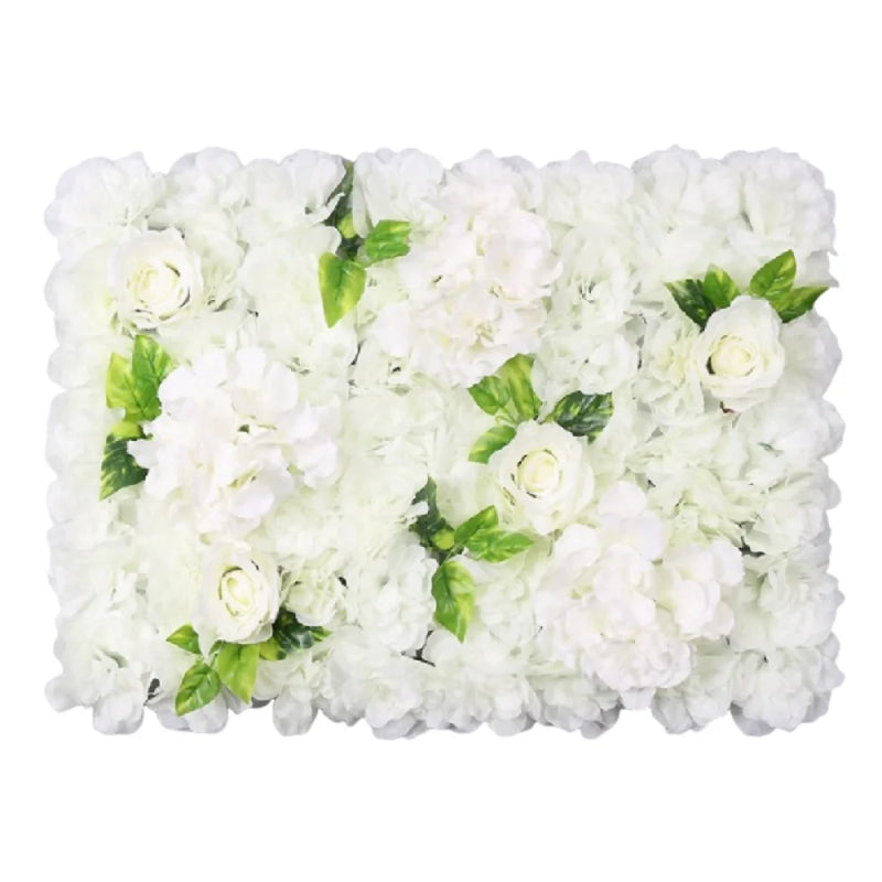 Mur de Fleurs Artificielles, Panneau 60 × 40 cm, coloris blanc