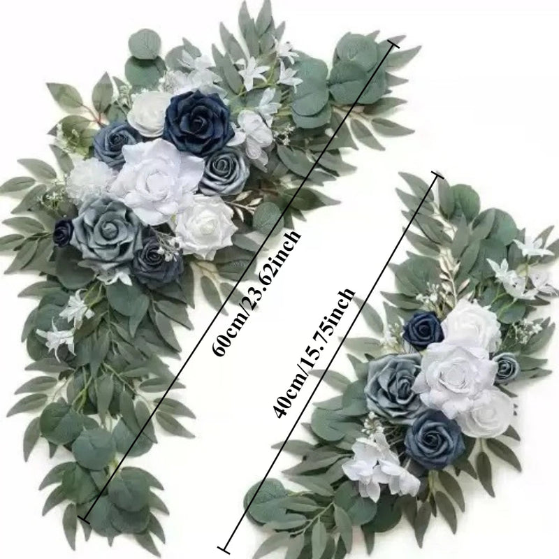 Fleurs pour Arche de Mariage, coloris bleu marine et gris bleuté