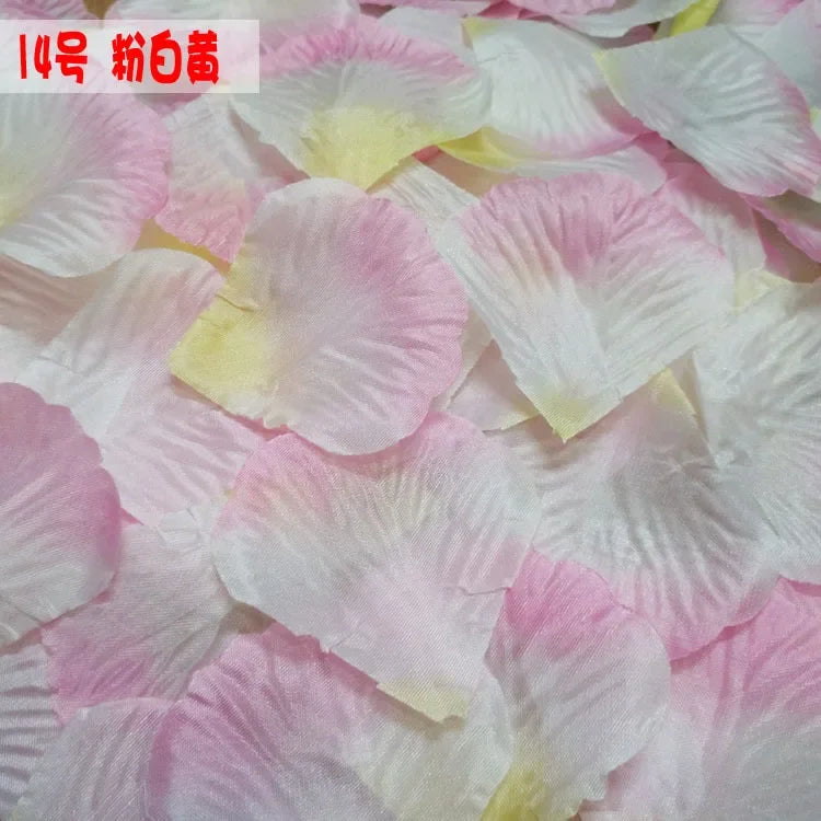 Pétales de Rose Artificiels en Tissu, coloris rose, blanc et jaune pâle