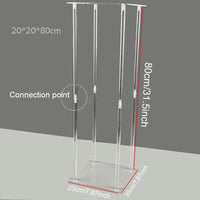 Colonne Acrylique Transparente pour Fleurs de Mariage, 3 Hauteurs de 40 à 80 cm