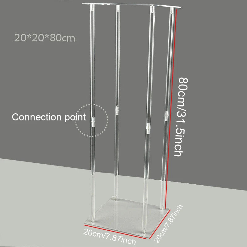 Colonne Acrylique Transparente pour Fleurs de Mariage, 3 Hauteurs de 40 à 80 cm