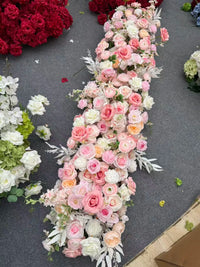 Fleurs pour Arche de Mariage, Rangée Florale 60, 100 ou 200 cm, coloris rose, blush et blanc