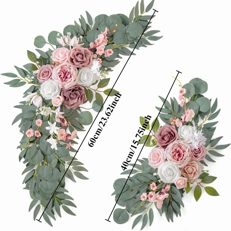 Fleurs pour Arche de Mariage, coloris rose, vieux rose et blanc