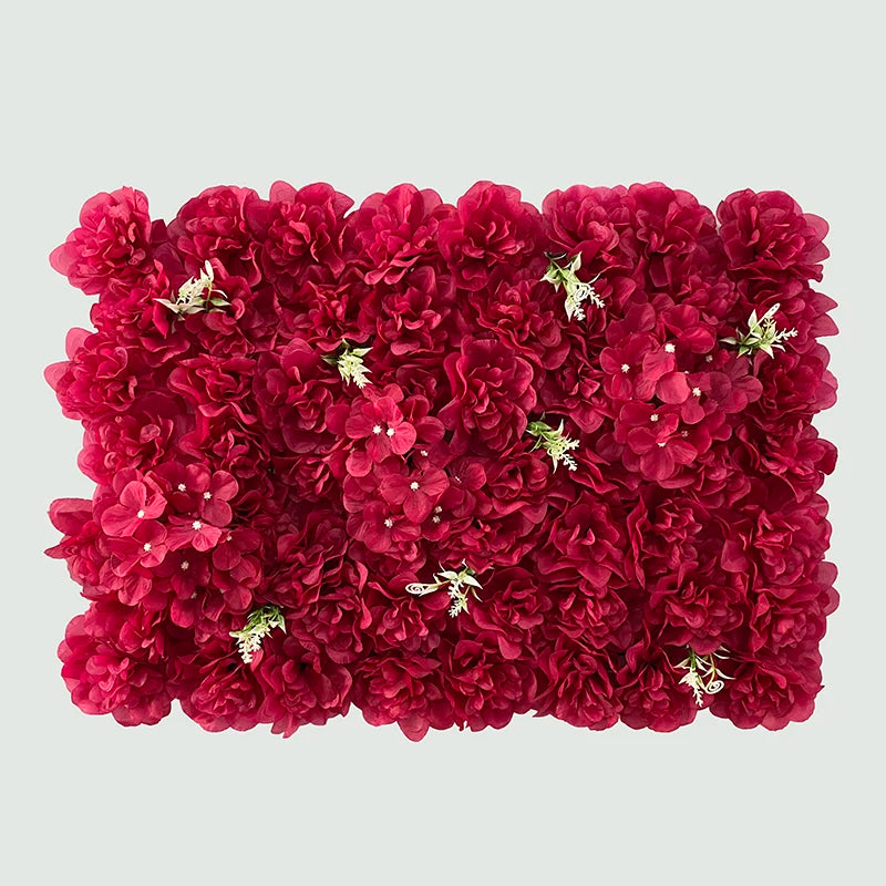 Mur de Fleurs Artificielles, Lot de 4 Panneaux 60 × 40 cm, coloris rouge