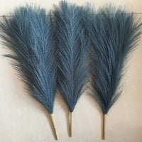 Pampa Artificielle pour Mariage Bohème, Tige de 45 cm, coloris bleu canard