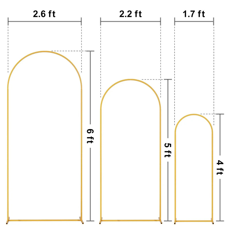 Lot de 3 Arches de Mariage en Métal, Doré, Blanc ou Noir, vue complémentaire 2
