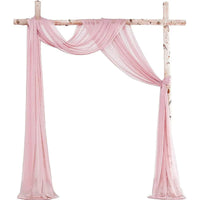 Compositions florales et voilages rustiques pour arche de mariage, article voilage rose clair, 2 pièces
