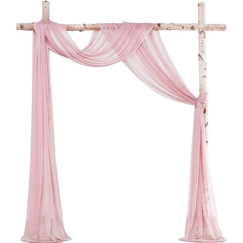 Compositions florales et voilages rustiques pour arche de mariage, article voilage rose clair, 2 pièces