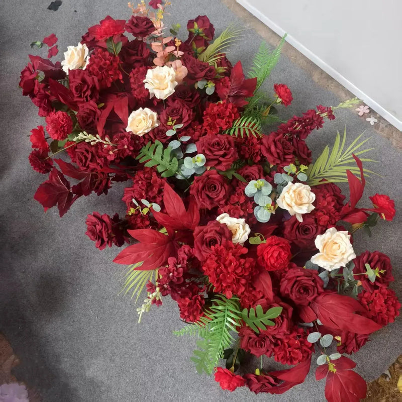 Fleurs pour Arche de Mariage, Rangée Florale 60, 100 ou 200 cm, coloris rouge