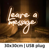 Néon « Leave a Message » pour Mariage, Cercle ou Manuscrit, 11 Couleurs, USB