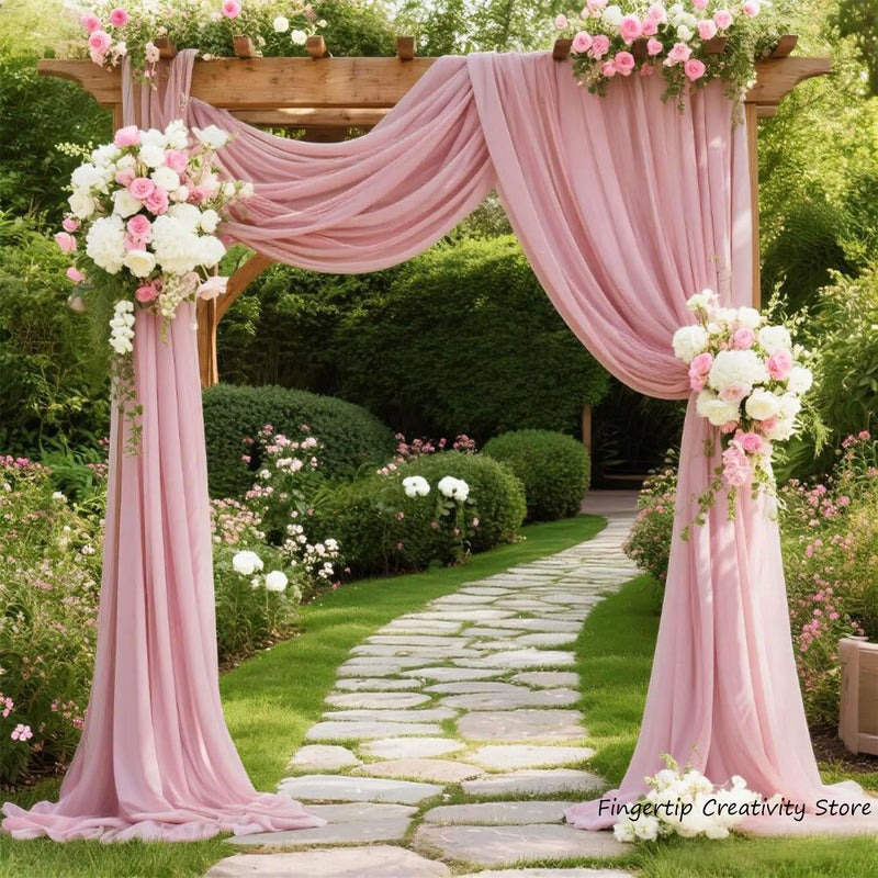 Voilage Arche de Mariage en Mousseline, 70 cm de Large, coloris rose poudré