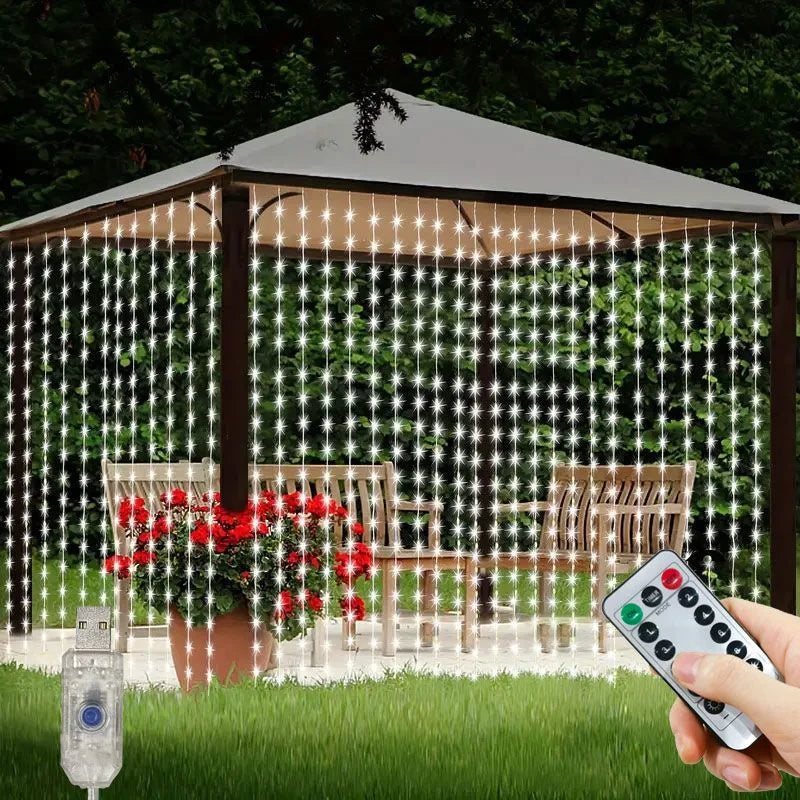 Rideau Lumineux LED 8 Modes USB, Blanc, coloris blanc