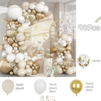 Kit Arche de Ballons Sable, Blanc et Or avec Confettis, vue complémentaire 6