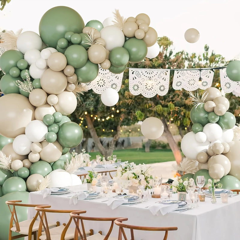 Kit Arche de Ballons Vert Sauge, Sable et Blanc, 120 Pièces, vue complémentaire 5