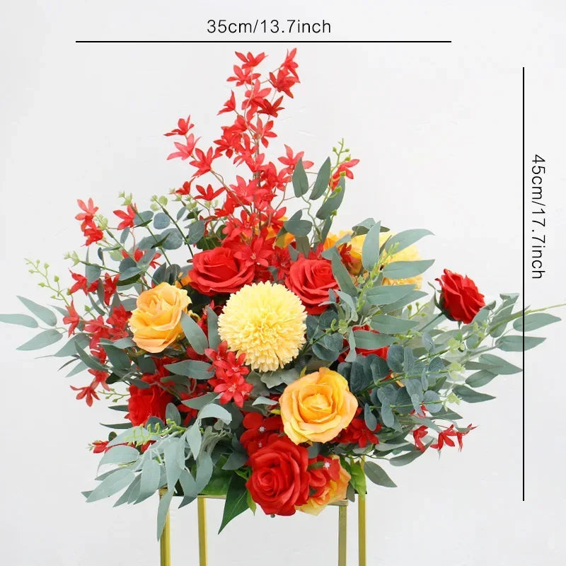 Fleurs pour Arche de Mariage Rouge et Orange, 4 Articles à la Pièce