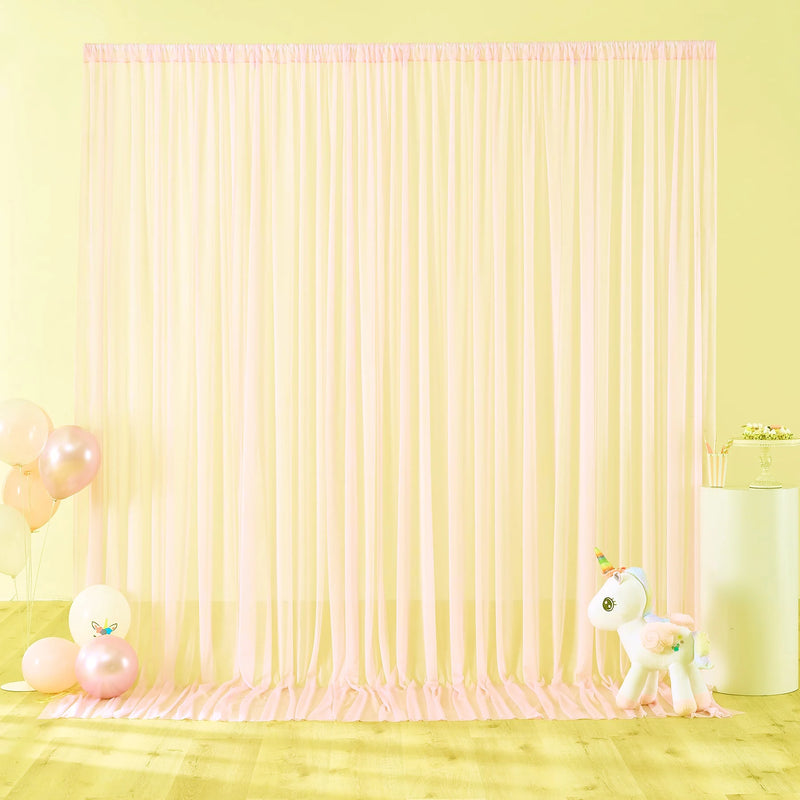 Voilage Chiffon de Mariage avec Poche pour Tringle, coloris pêche