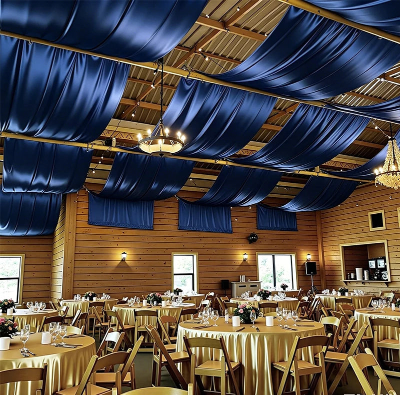 Drapé de Plafond Mariage en Satin, 16 Coloris, 3 à 12 m