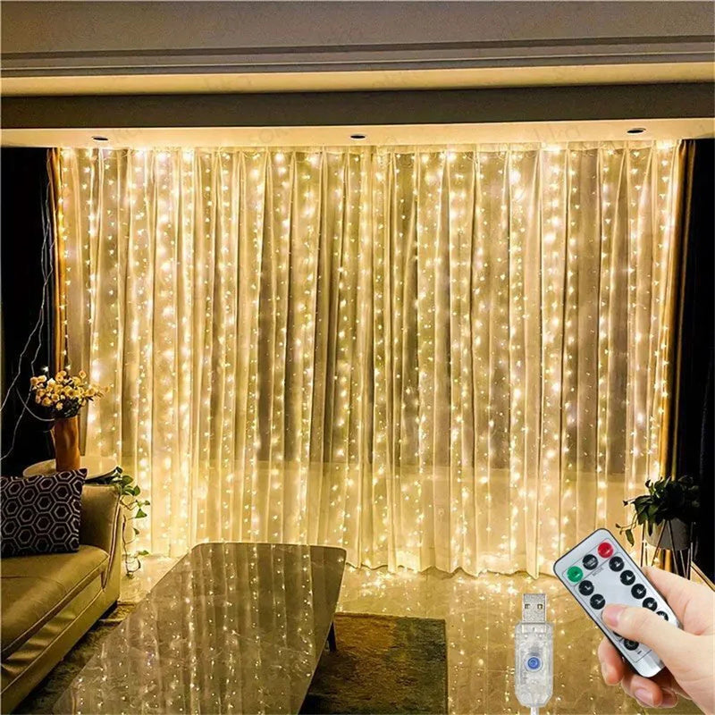 Rideau Lumineux LED Grand Format USB, coloris blanc chaud