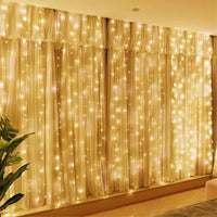 Rideau Lumineux LED à Télécommande, Blanc ou Blanc Chaud, 300 x 200 ou 300 x 300 cm