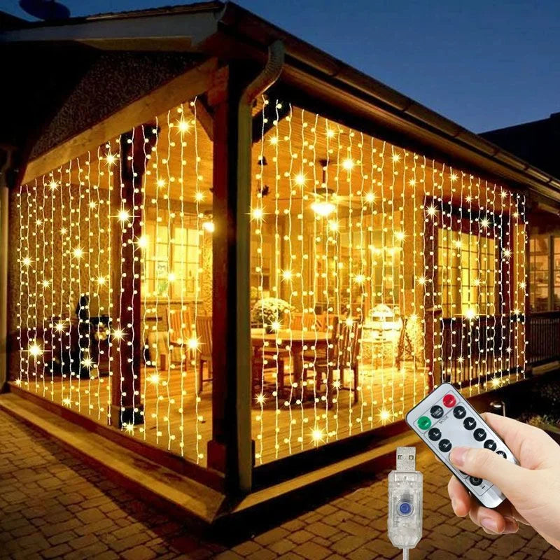 Rideau Lumineux LED 8 Modes USB, Blanc, coloris blanc chaud