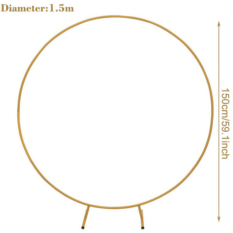 Arche de Mariage Ronde Dorée Démontable en Métal, 150 à 250 cm