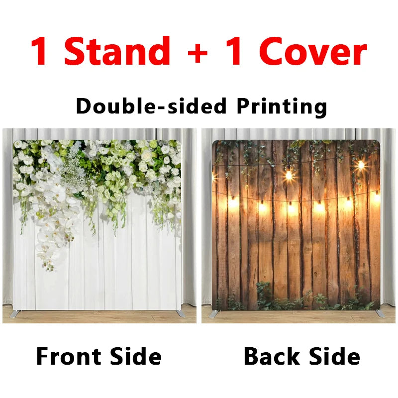 Fond de Photocall Double Face en Aluminium, 243 x 243 cm, 20 Motifs Recto Verso