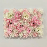 Mur de Fleurs Artificielles, Lot de 4 Panneaux 60 × 40 cm, coloris rose pâle et blanc cassé