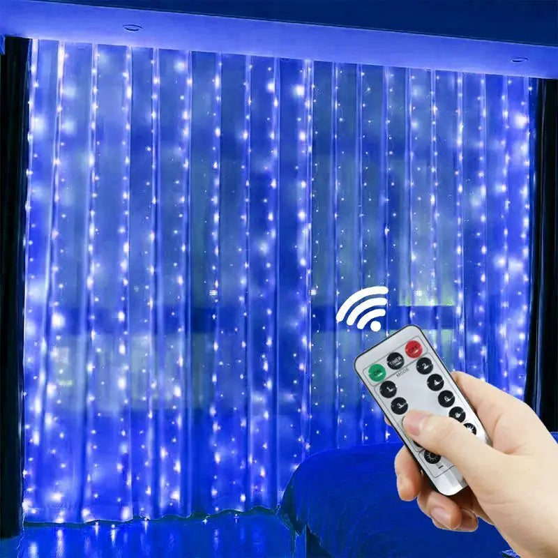 Rideau Lumineux LED USB à 8 Modes, coloris bleu