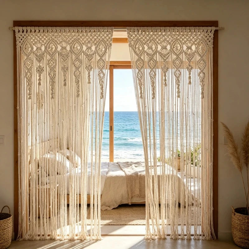 Rideau en Macramé Bohème pour Porte et Fond de Mariage, 6 Tailles de 90 à 130 cm