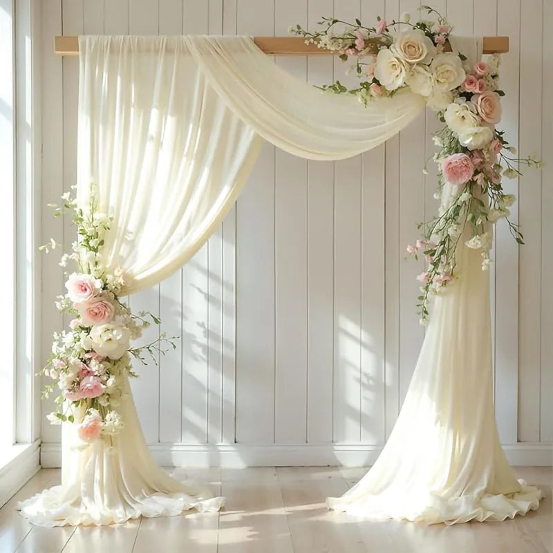 Voilage Arche de Mariage en Mousseline, 70 cm de Large, coloris ivoire