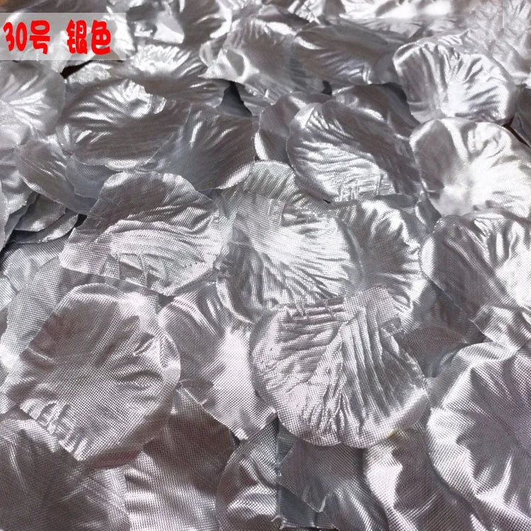 Pétales de Rose Artificiels en Tissu, coloris argenté