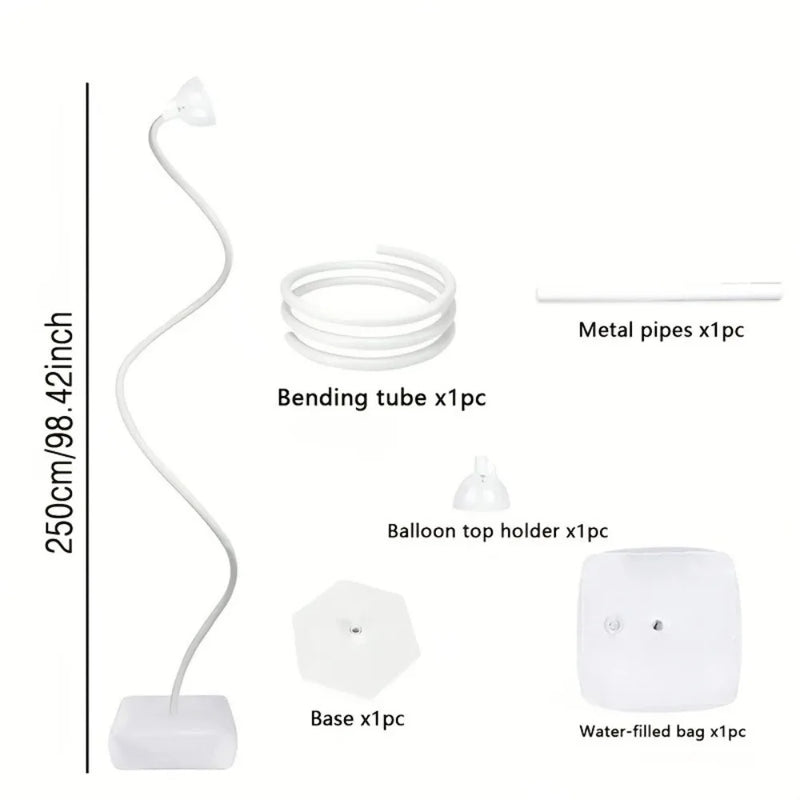 Structure Demi-Arche de Ballons Cintrable avec Base à Eau, Blanc ou Doré, 150 ou 250 cm